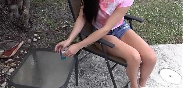  Naughty stepsis punished by her stepbro for smoking outside